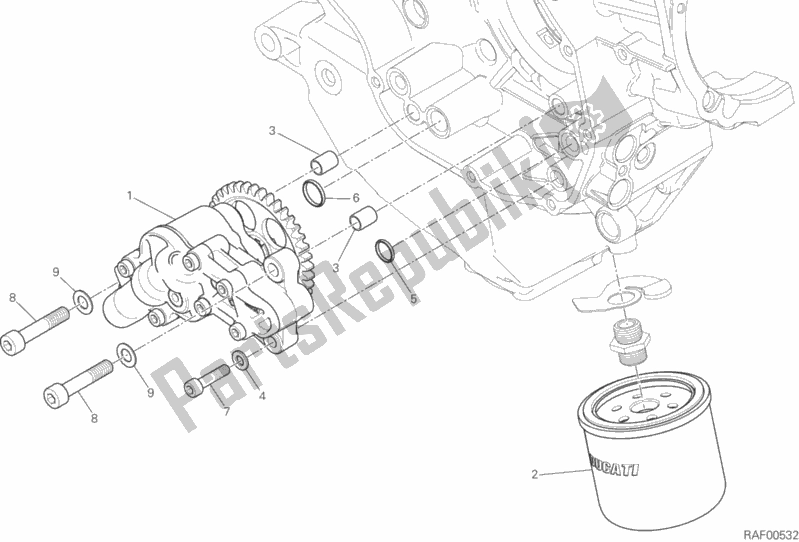 All parts for the Oil Pump - Filter of the Ducati Diavel Xdiavel Sport Pack Brasil 1260 2017